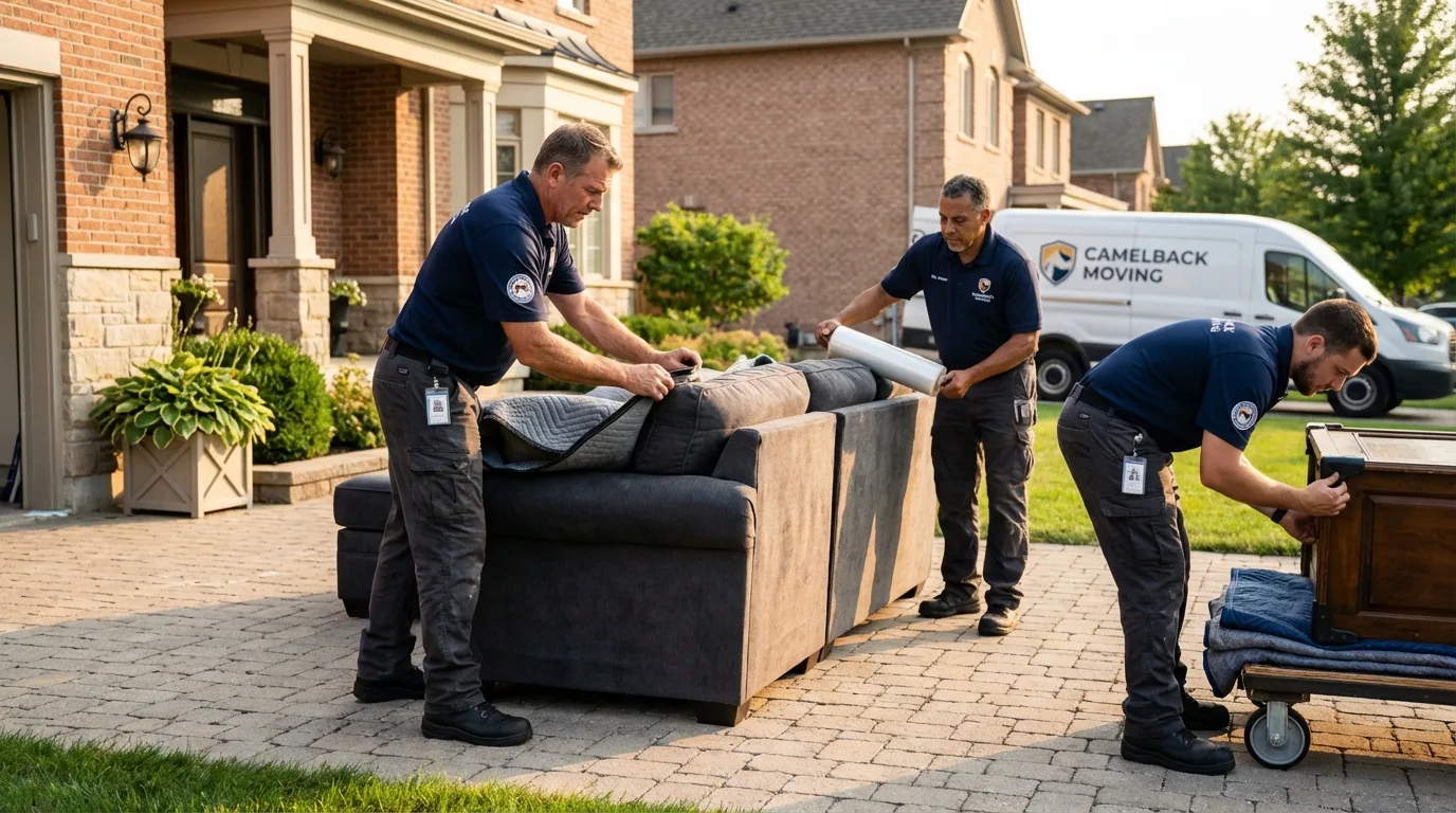 Large estate moving crew wrapping furniture in Dublin, GA